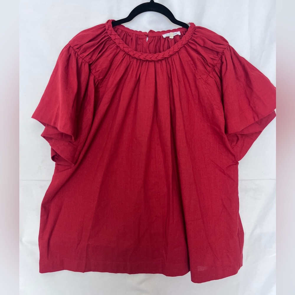 Chic Soul Red Braided-Neck Short Sleeve Women’s Top NWOT SIZE XL